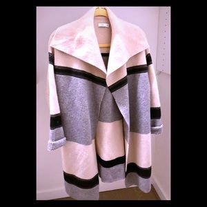 Vince gray color block wool and cashmere coat